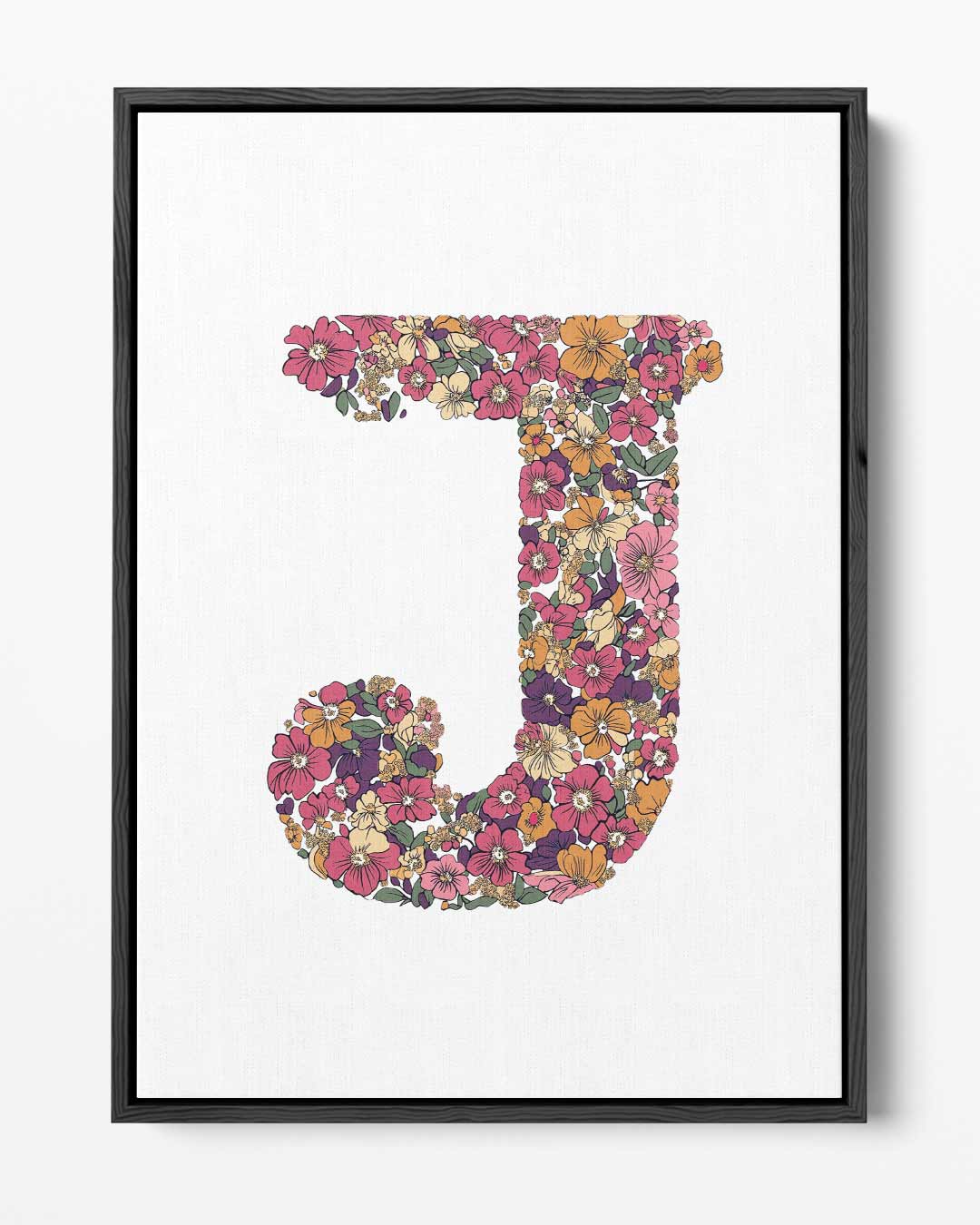 Bloemen Initialen Kunstwerk - J Kunstwerk-canvas-dibond-plexiglas-wanddecoratie-WallArtistic