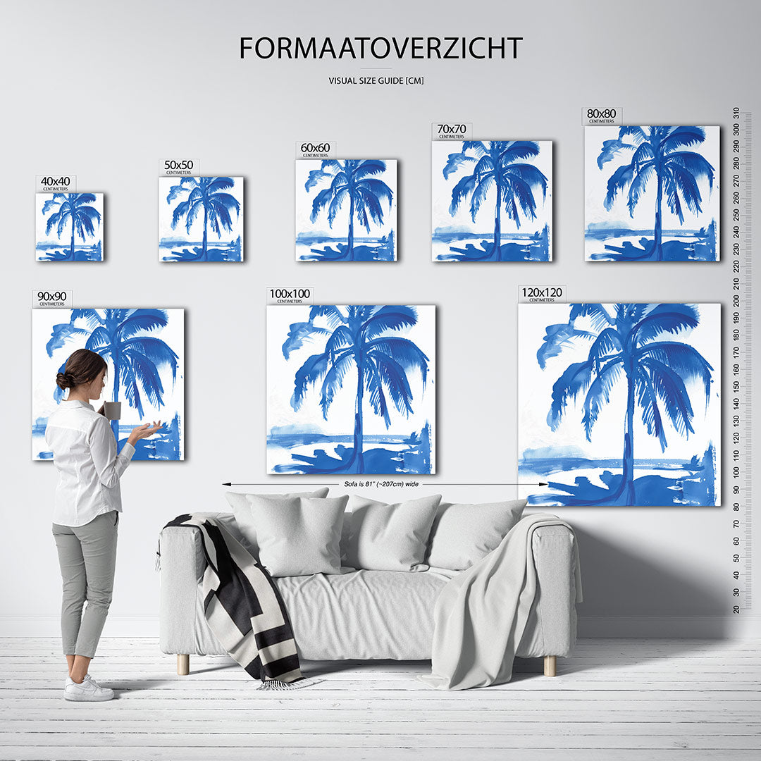 Blauwe palmboom Kunstwerk