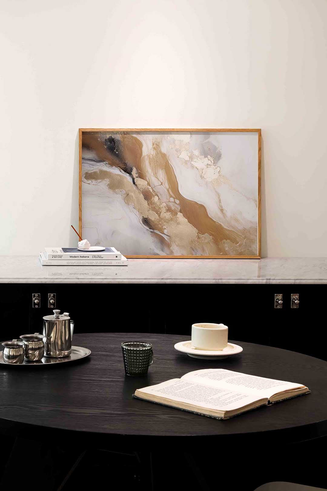 Abstracte beige en bruine Poster