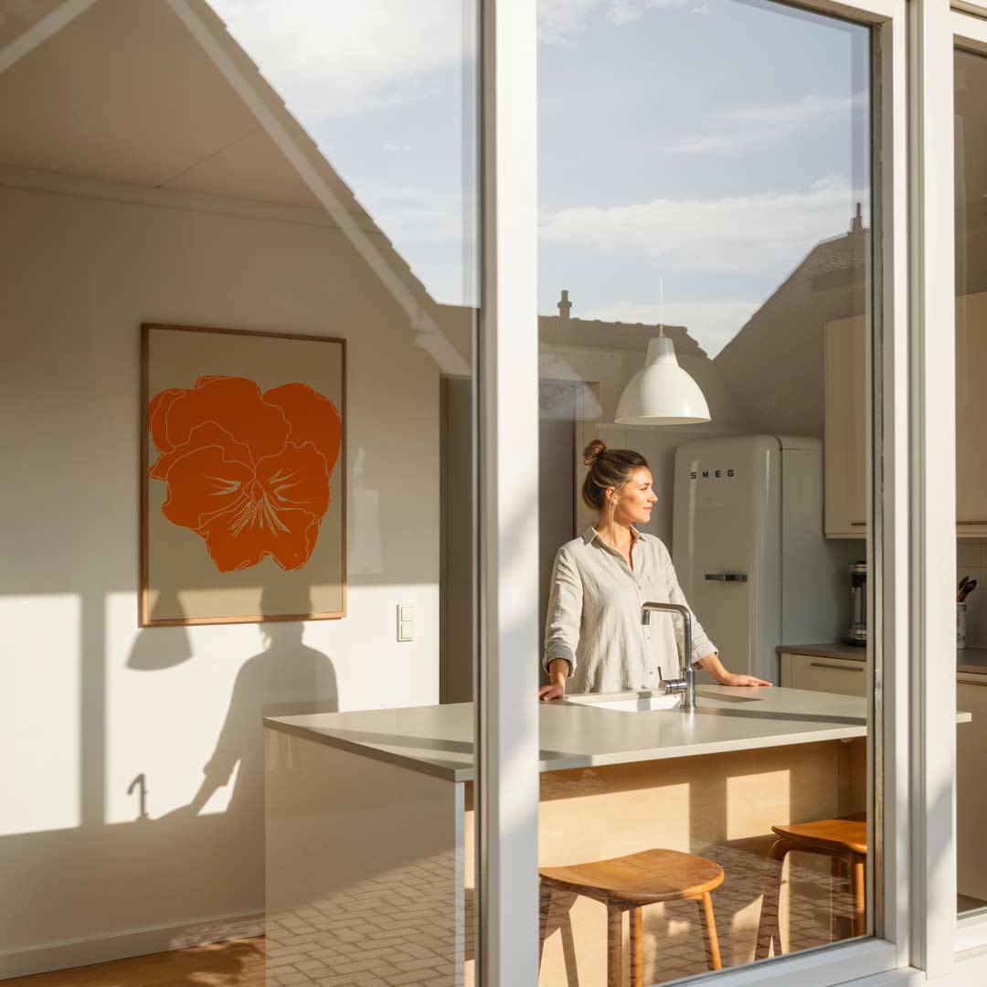 Stijlvolle Oranje Bloemposter-WallArtistic