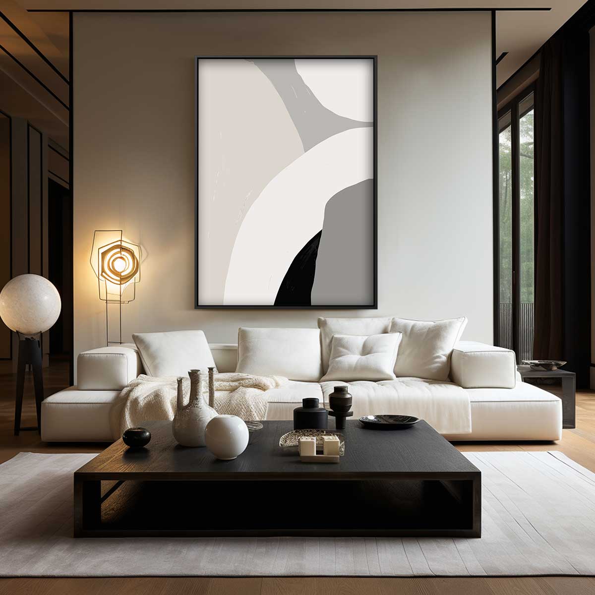 Zacht Aardetinten Abstract Kunstwerk-canvas-dibond-plexiglas-wanddecoratie-WallArtistic
