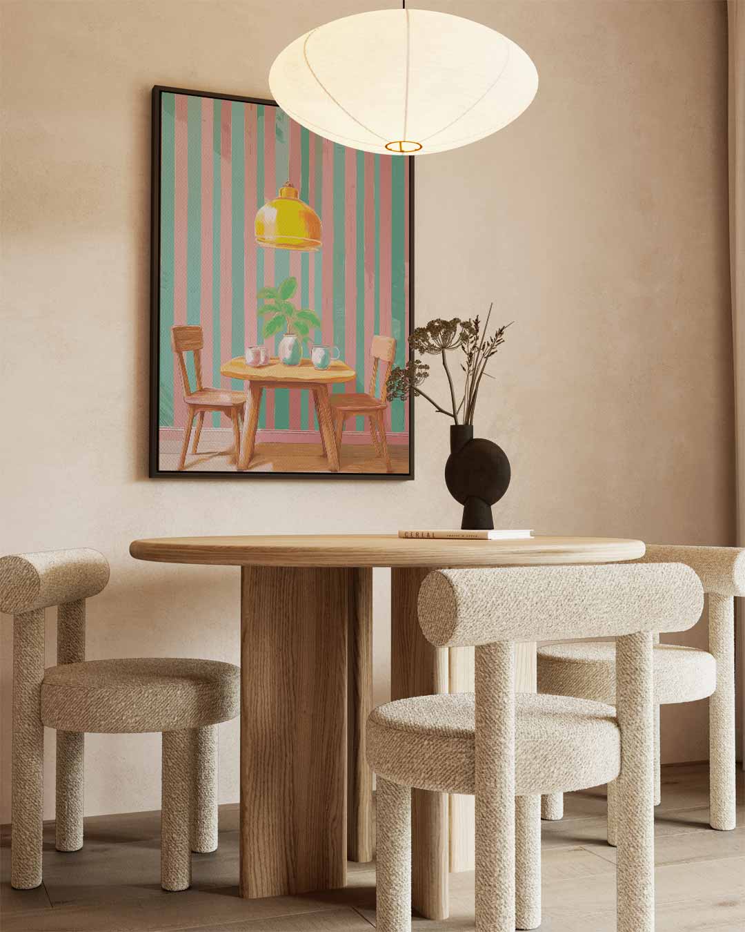 Gezellige Retro Eethoek Kunstwerk-canvas-dibond-plexiglas-wanddecoratie-WallArtistic