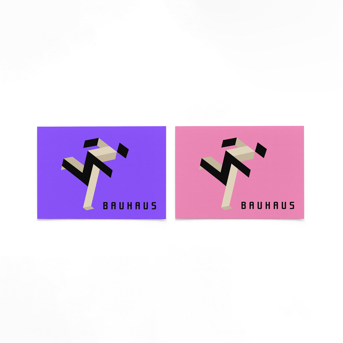 Twee landscape posters met zigzaglint op paars en roze als vrijstaande productfoto