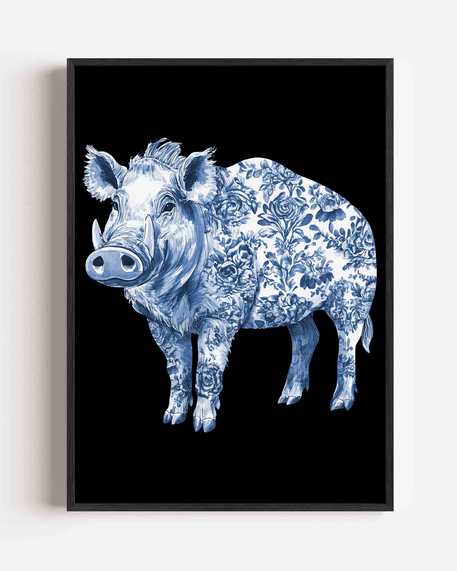 Wilde zwijn met bloemen Poster