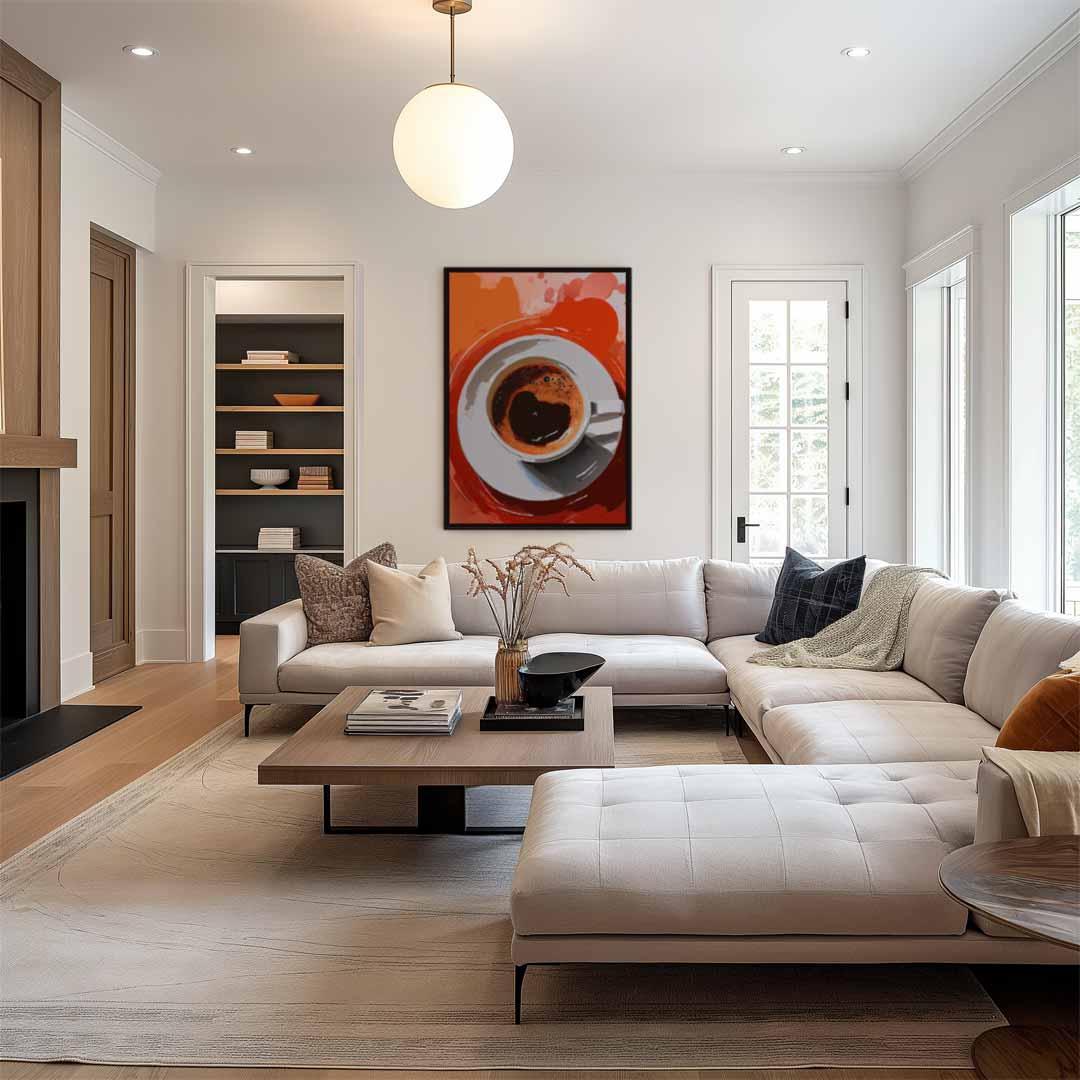 Koffiemoment in Abstracte Stijl Kunstwerk-canvas-dibond-plexiglas-wanddecoratie-WallArtistic