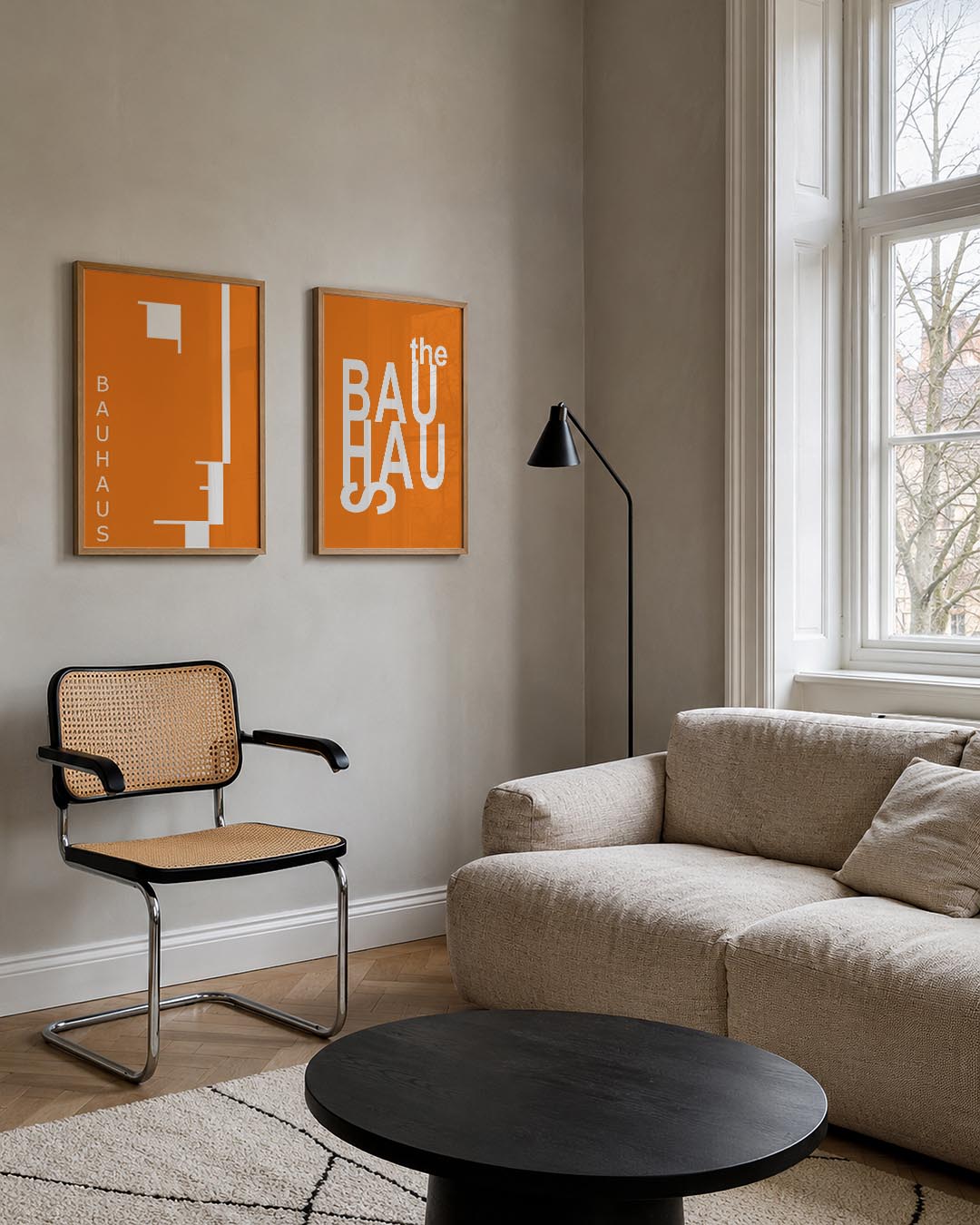 Oranje lijnenspel Posterset