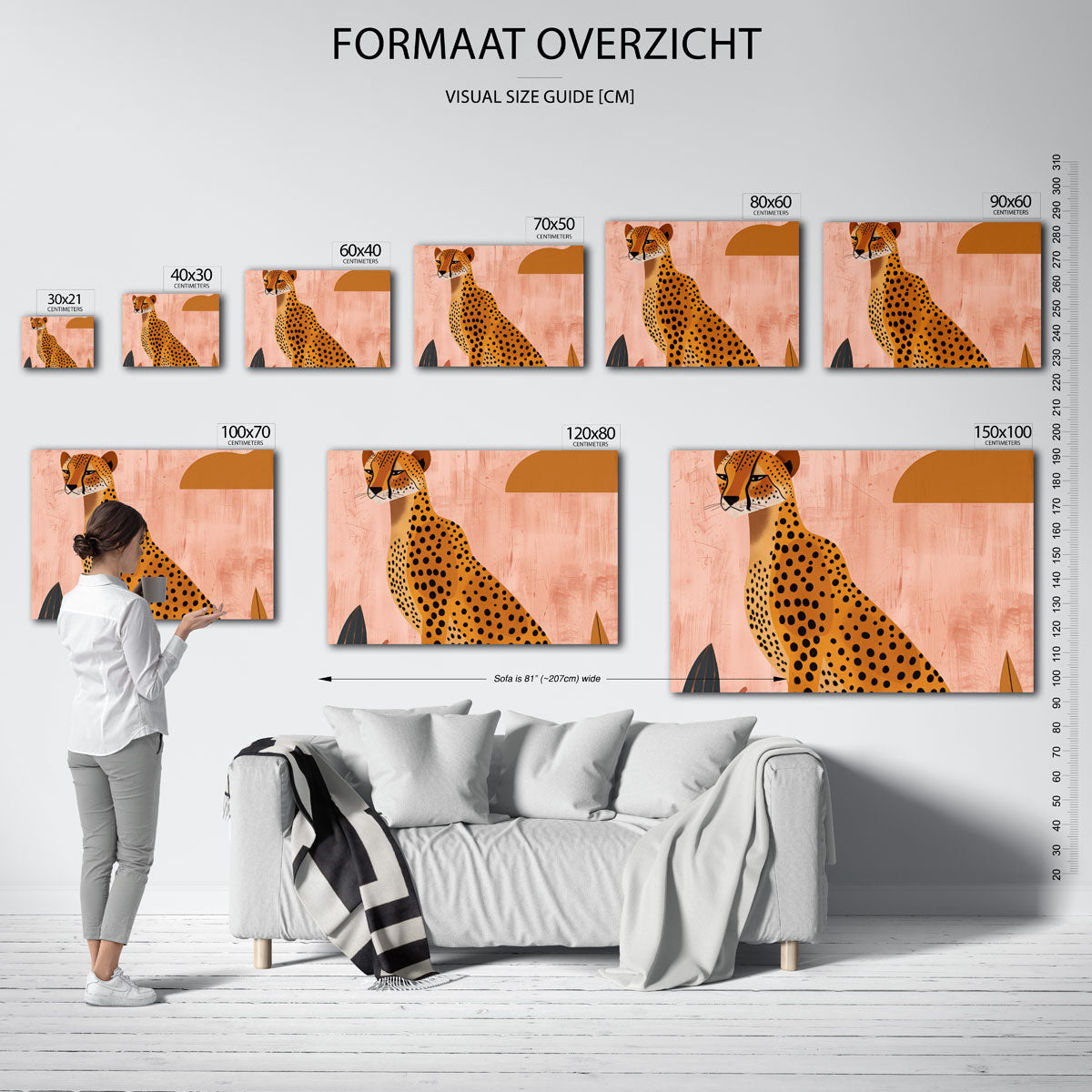 Luipaard op roze achtergrond Poster