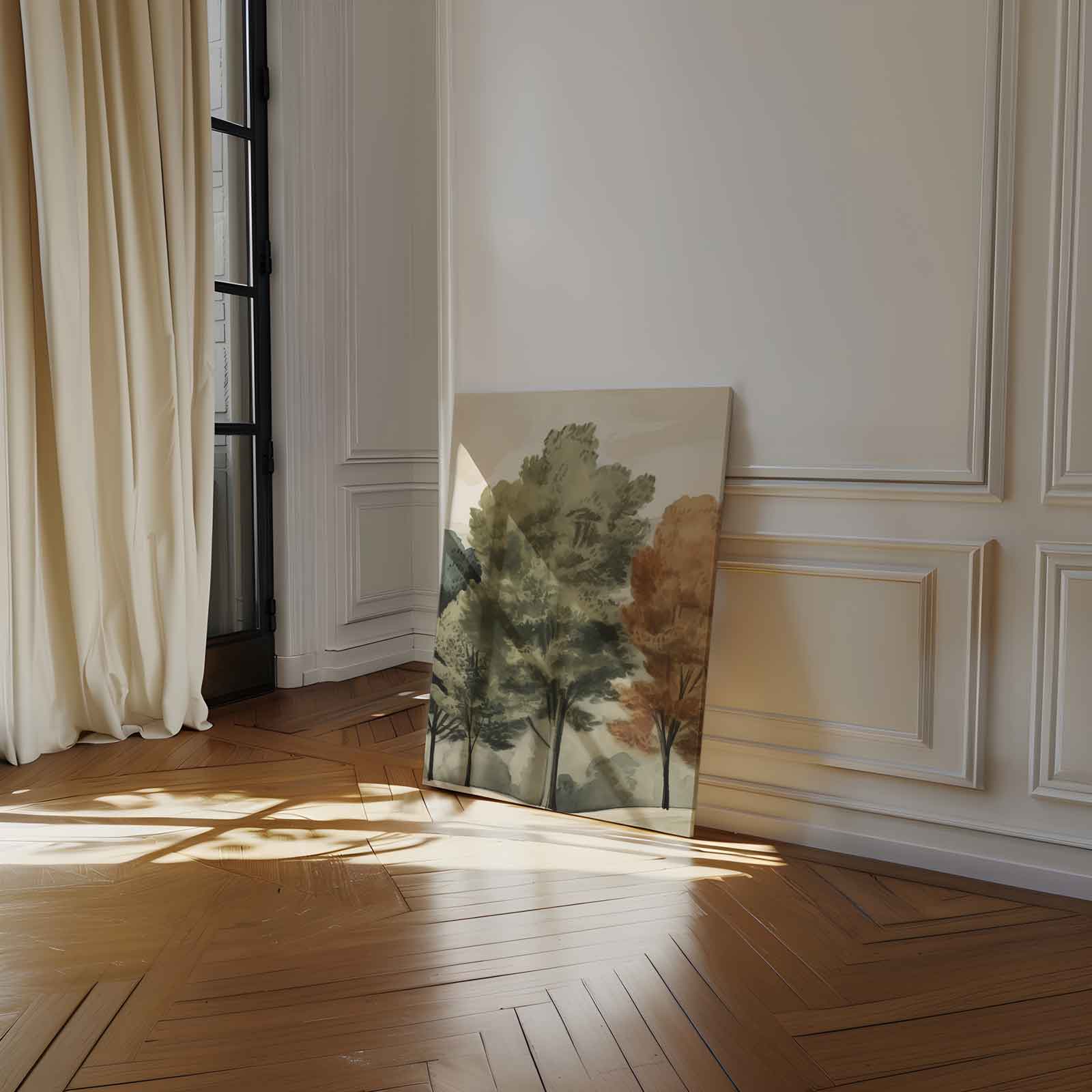 Vier Seizoenen Bomen Schilderij Kunstwerk-canvas-dibond-plexiglas-wanddecoratie-WallArtistic