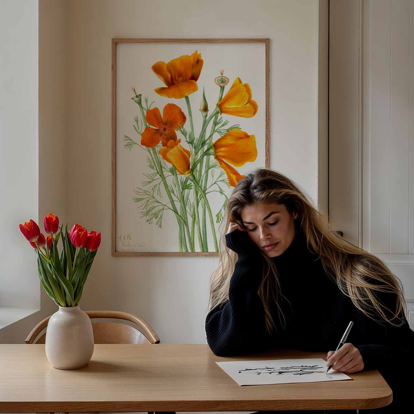 Vrolijke Klaproos Bloemposter