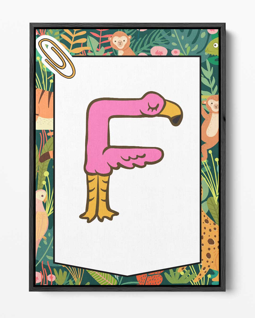 Flamingo Letter F Poster Kunstwerk-canvas-dibond-plexiglas-wanddecoratie-WallArtistic