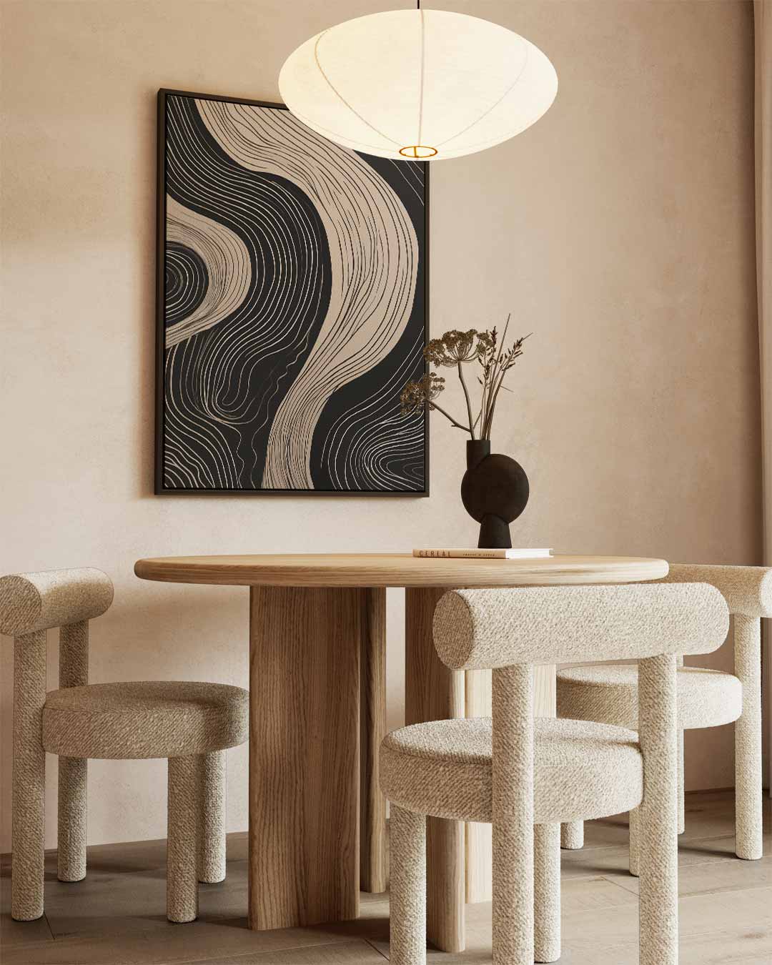 Golvende Lijnen op Zwart Kunstwerk-canvas-dibond-plexiglas-wanddecoratie-WallArtistic