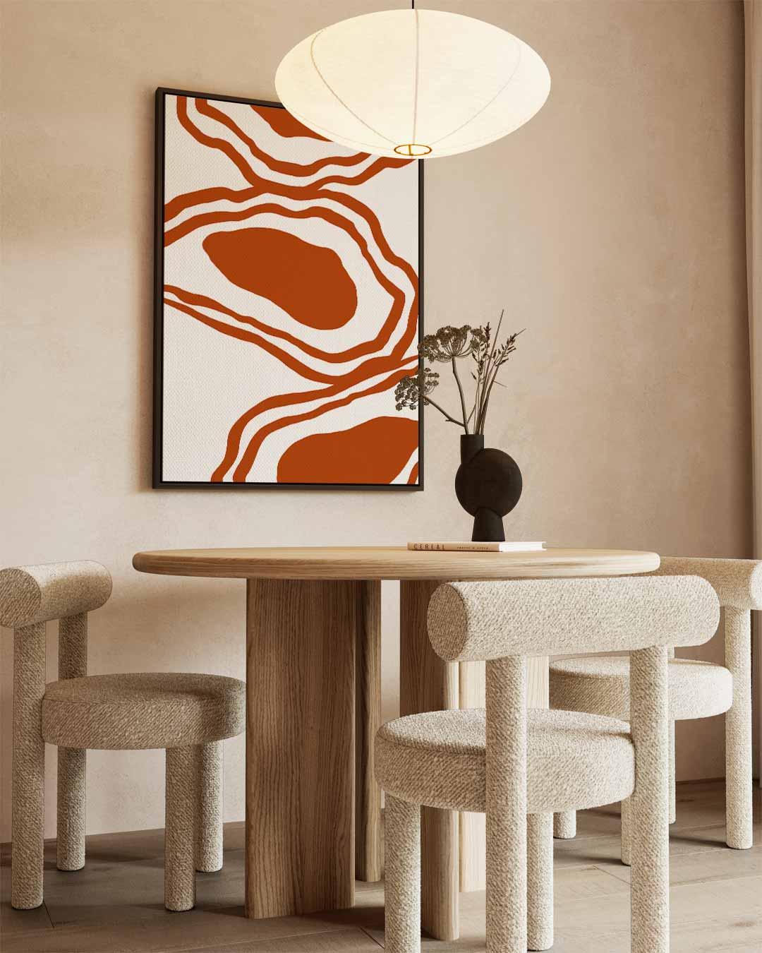 Organische Roodbruine Contouren Kunstwerk-canvas-dibond-plexiglas-wanddecoratie-WallArtistic
