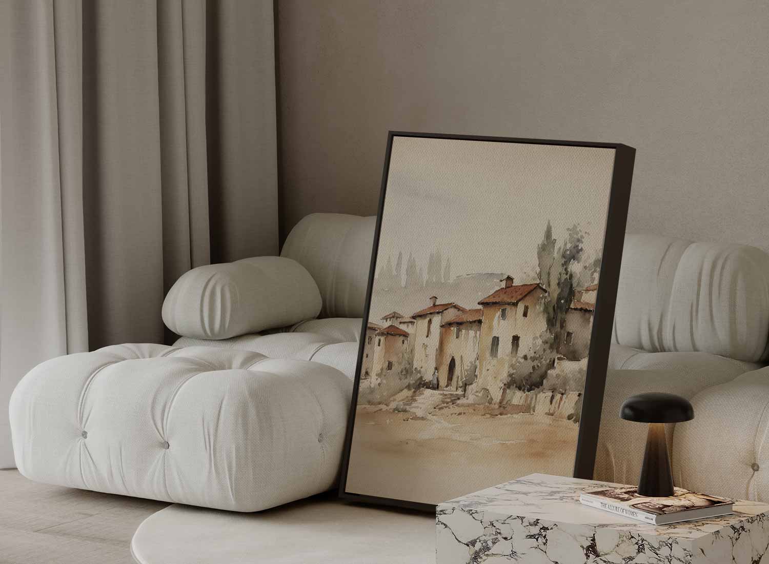 Dromerige Toscaanse Dorpstafereel Kunstwerk-canvas-dibond-plexiglas-wanddecoratie-WallArtistic