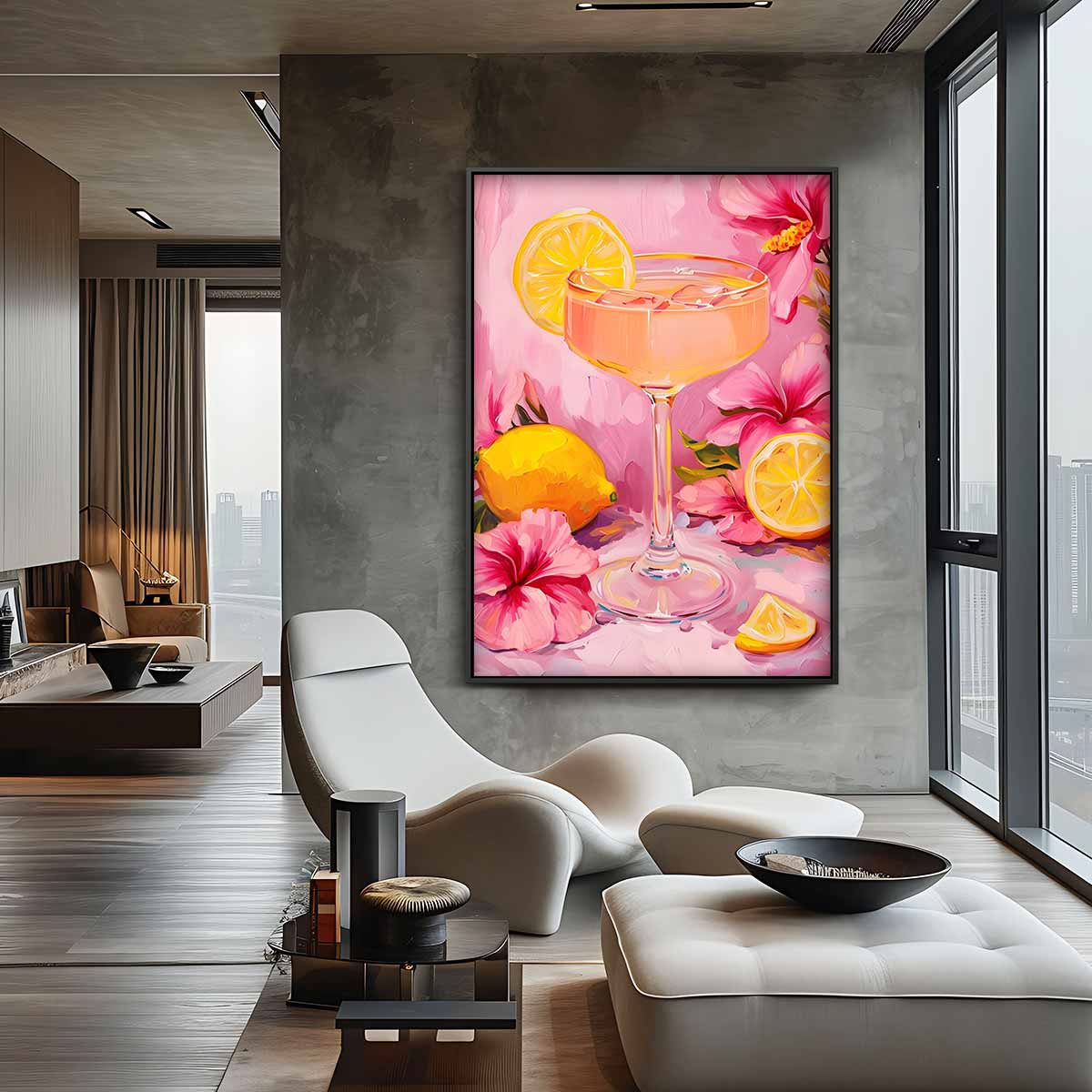 Zomerse Cocktail met Bloemen Kunstwerk-canvas-dibond-plexiglas-wanddecoratie-WallArtistic