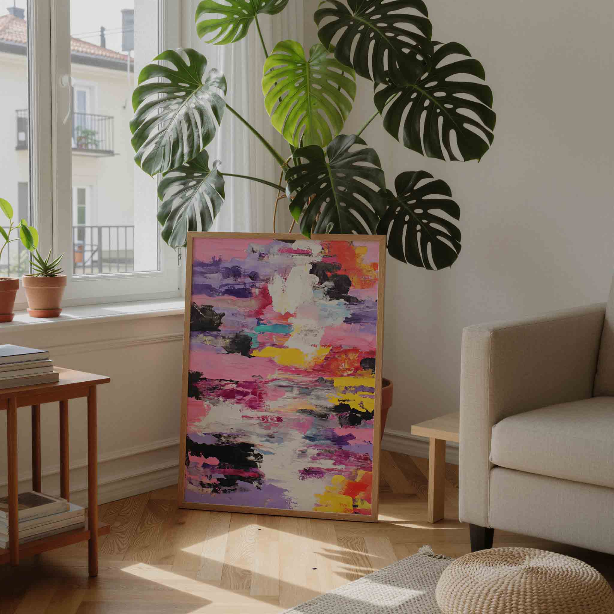 Abstracte kleurenexplosie Poster