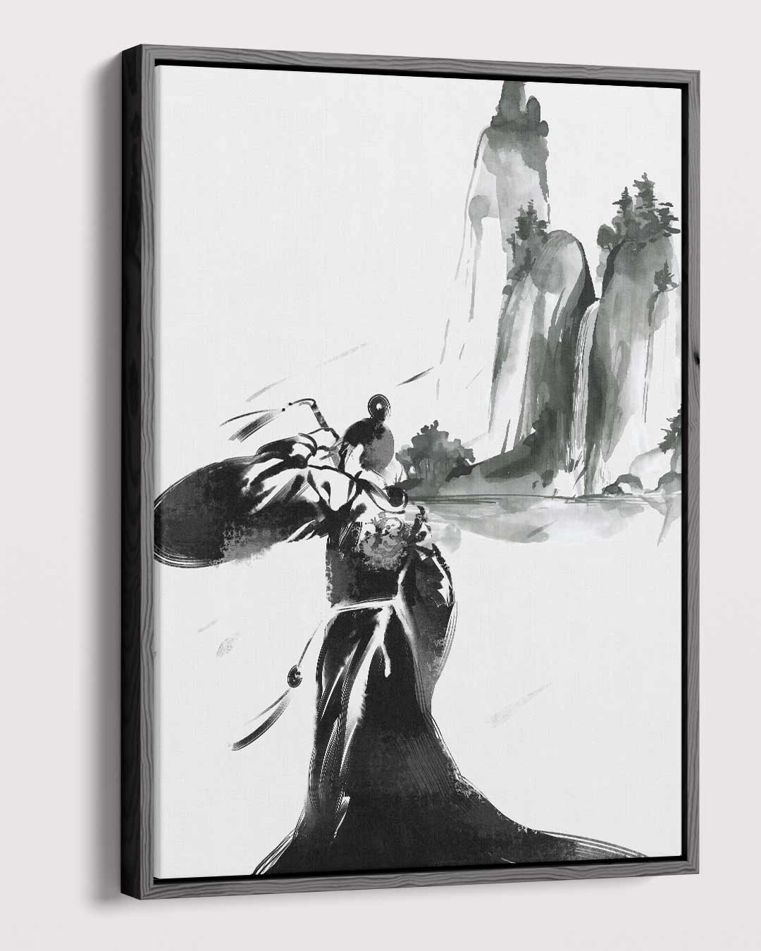 Mystieke Berglandschappen in Inkt Kunstwerk-canvas-dibond-plexiglas-wanddecoratie-WallArtistic