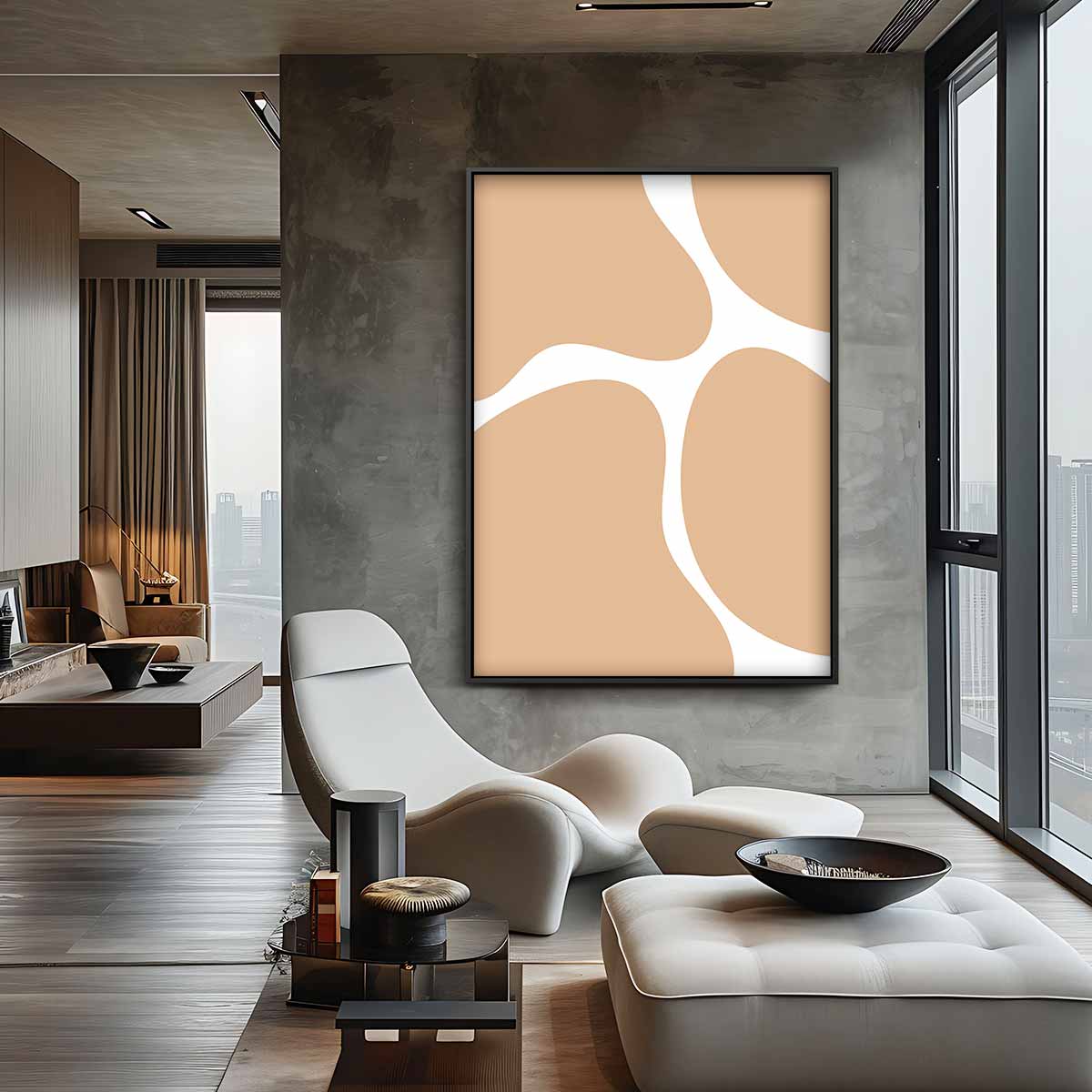 Zachte Aardetinten Abstract Kunstwerk-canvas-dibond-plexiglas-wanddecoratie-WallArtistic