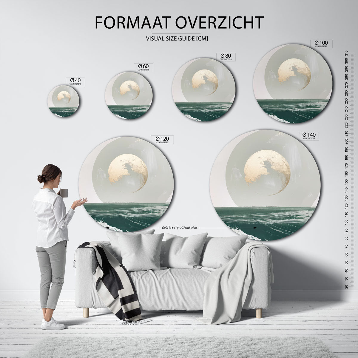 Maan en zee Muurcirkel