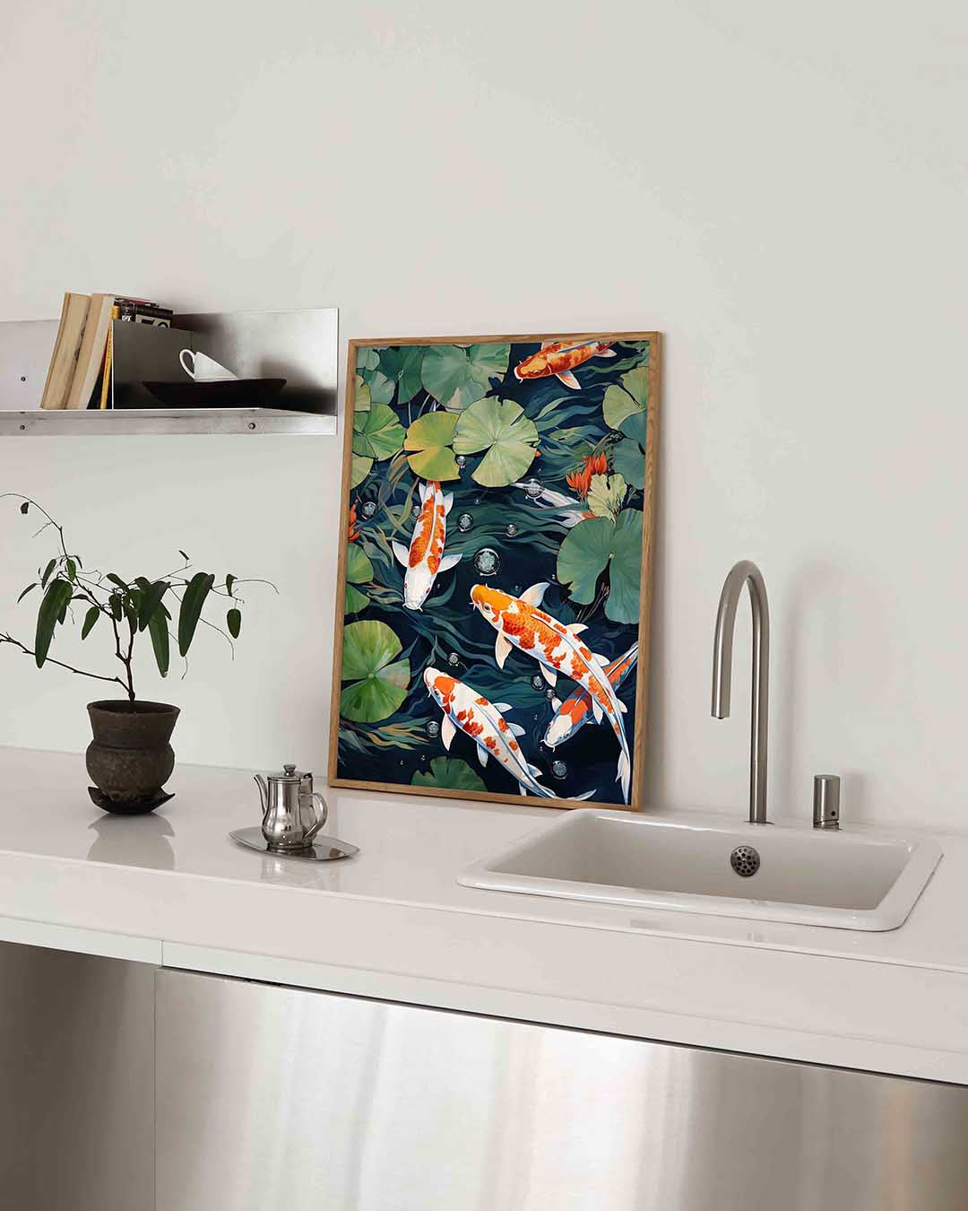 Koi vissen en waterlelies Poster