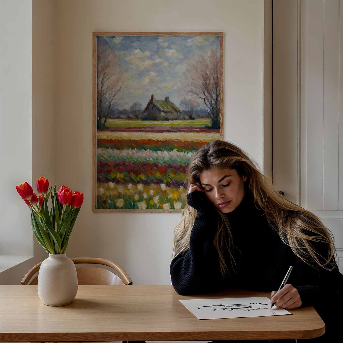 Nostalgisch Landidyll in de Lente Poster