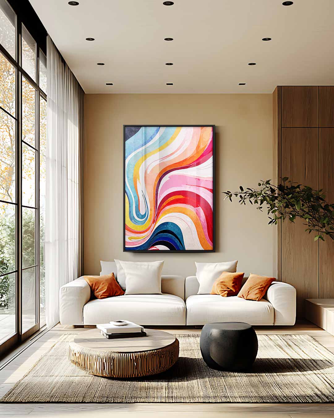 Kleurrijke Golven van Emotie Kunstwerk-canvas-dibond-plexiglas-wanddecoratie-WallArtistic