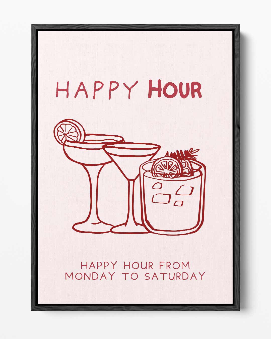 Happy Hour Illustratie Kunstwerk-canvas-dibond-plexiglas-wanddecoratie-WallArtistic
