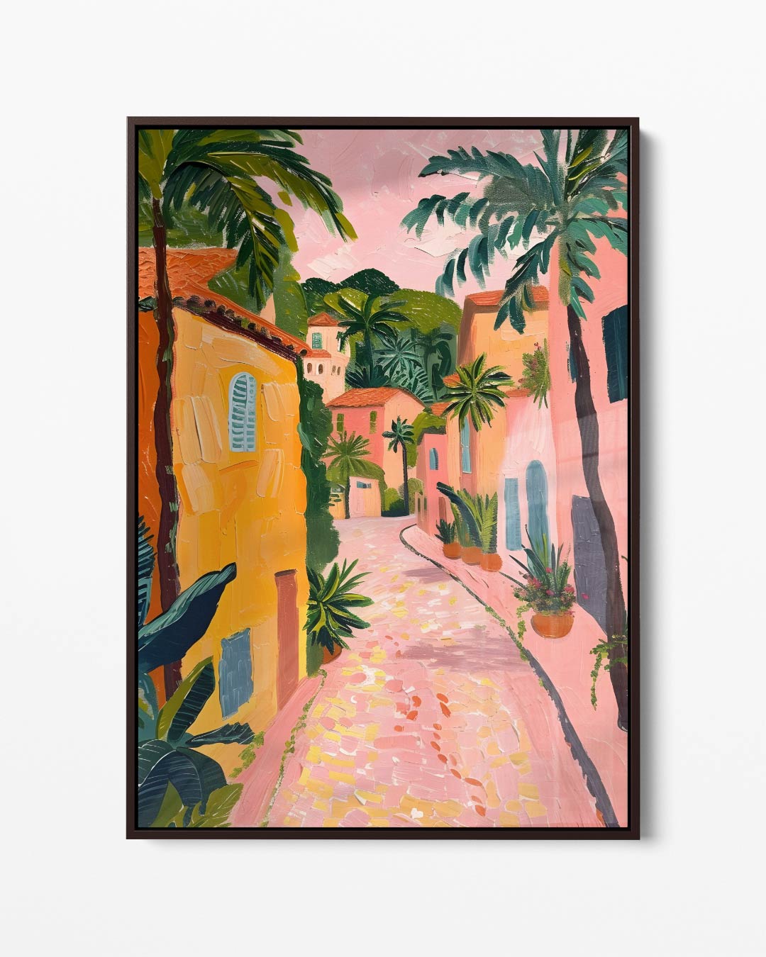 Zonnige Straat in de Mediterrane Kunstwerk-canvas-dibond-plexiglas-wanddecoratie-WallArtistic