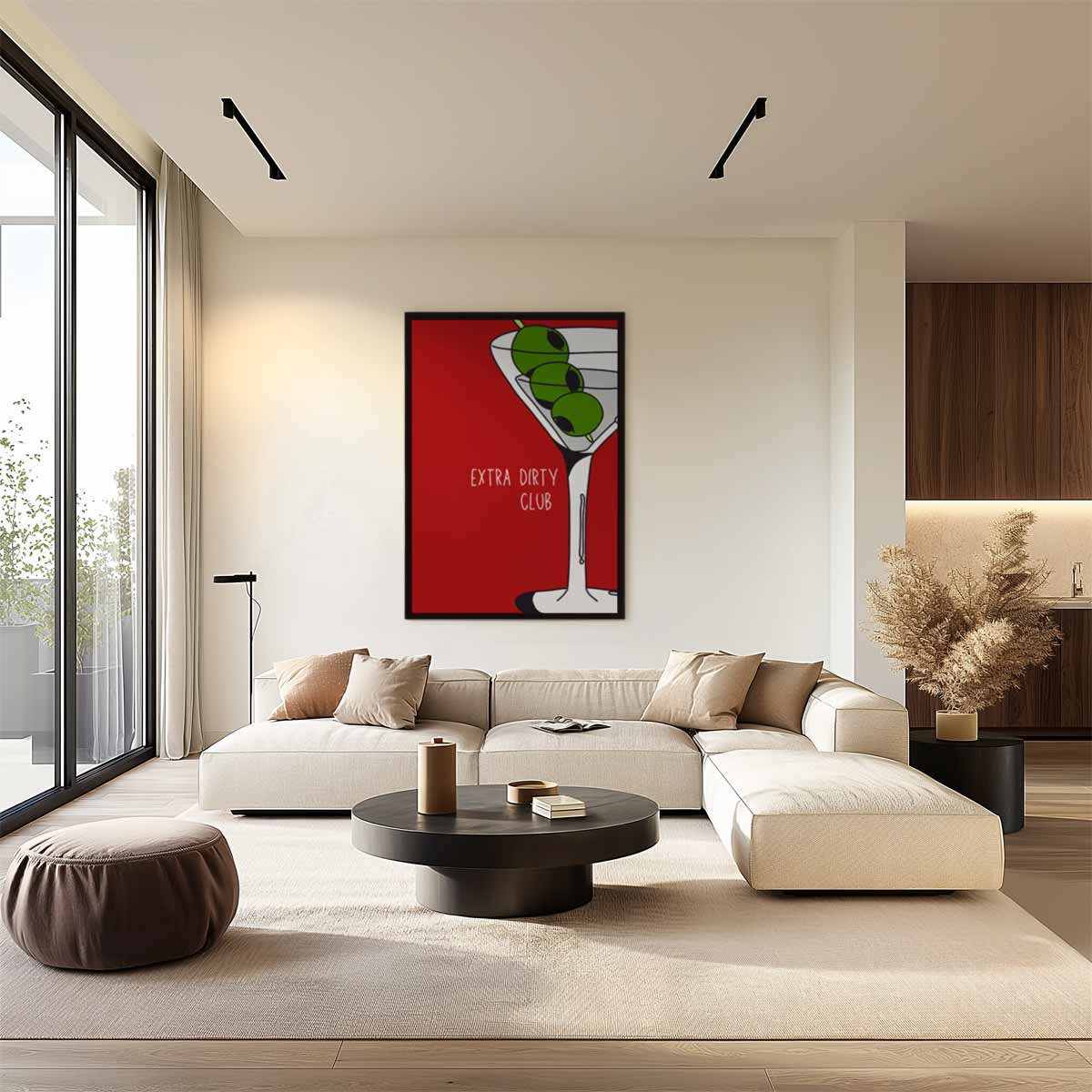 Martini en Olijven Pop Art Kunstwerk-canvas-dibond-plexiglas-wanddecoratie-WallArtistic