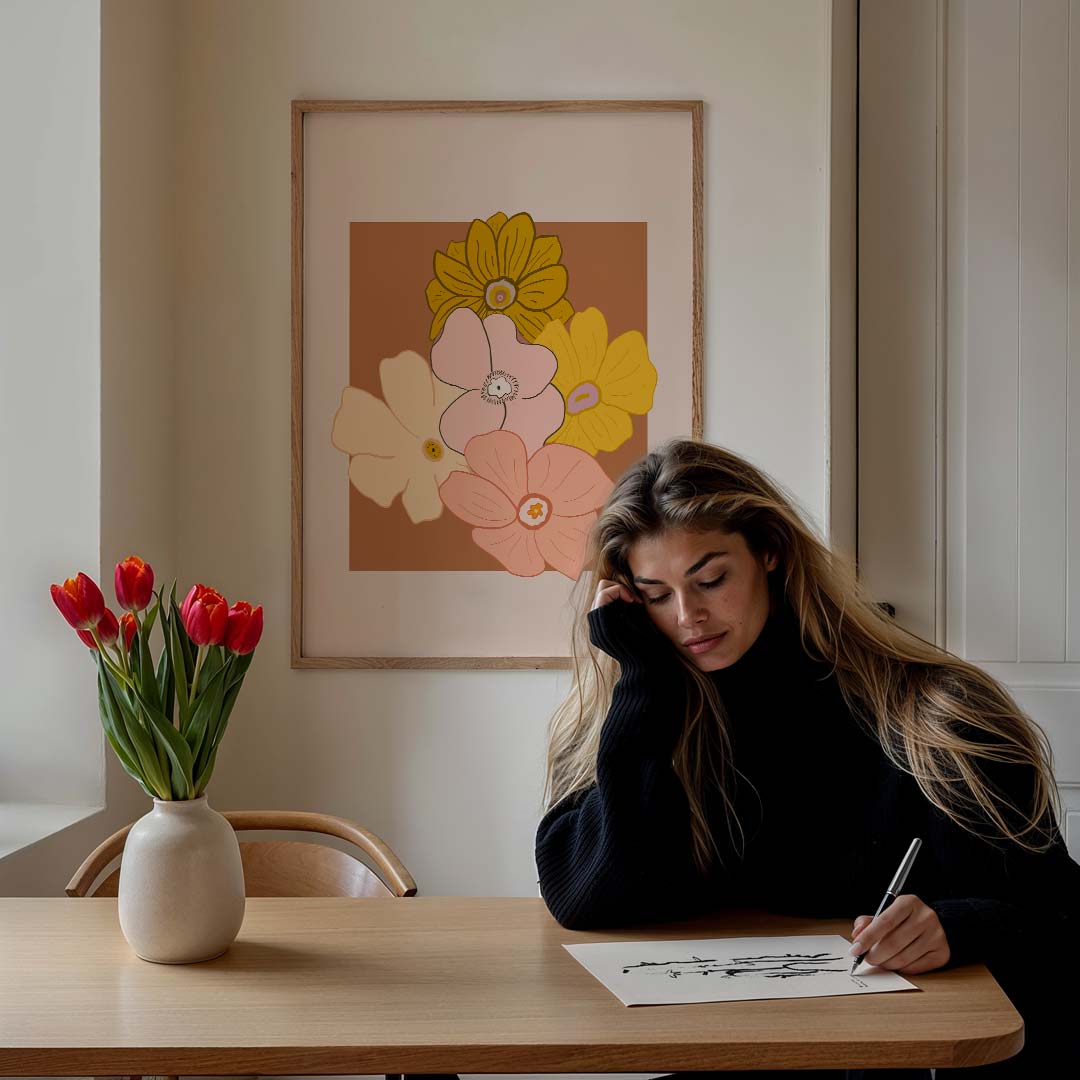 Vrolijke Bloemenmix Poster-WallArtistic