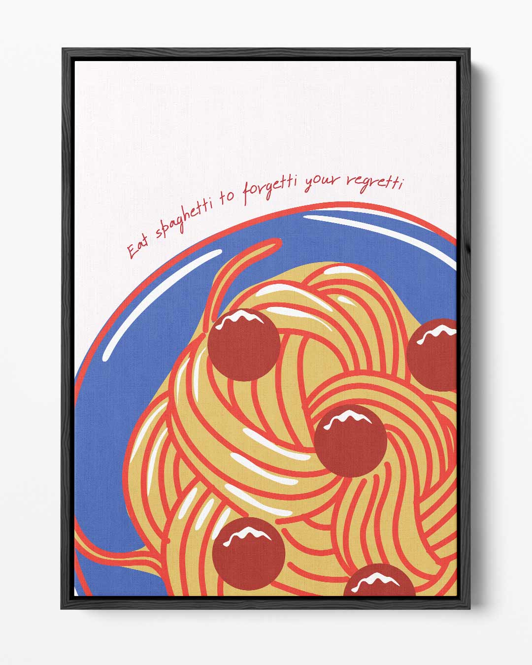Spaghetti & Meatballs Illustratie Kunstwerk-canvas-dibond-plexiglas-wanddecoratie-WallArtistic