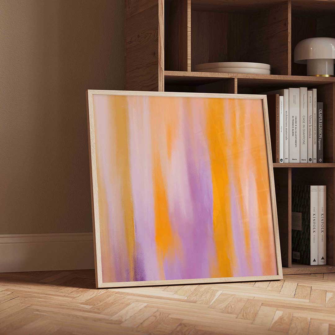 Abstracte oranje en paarse Poster