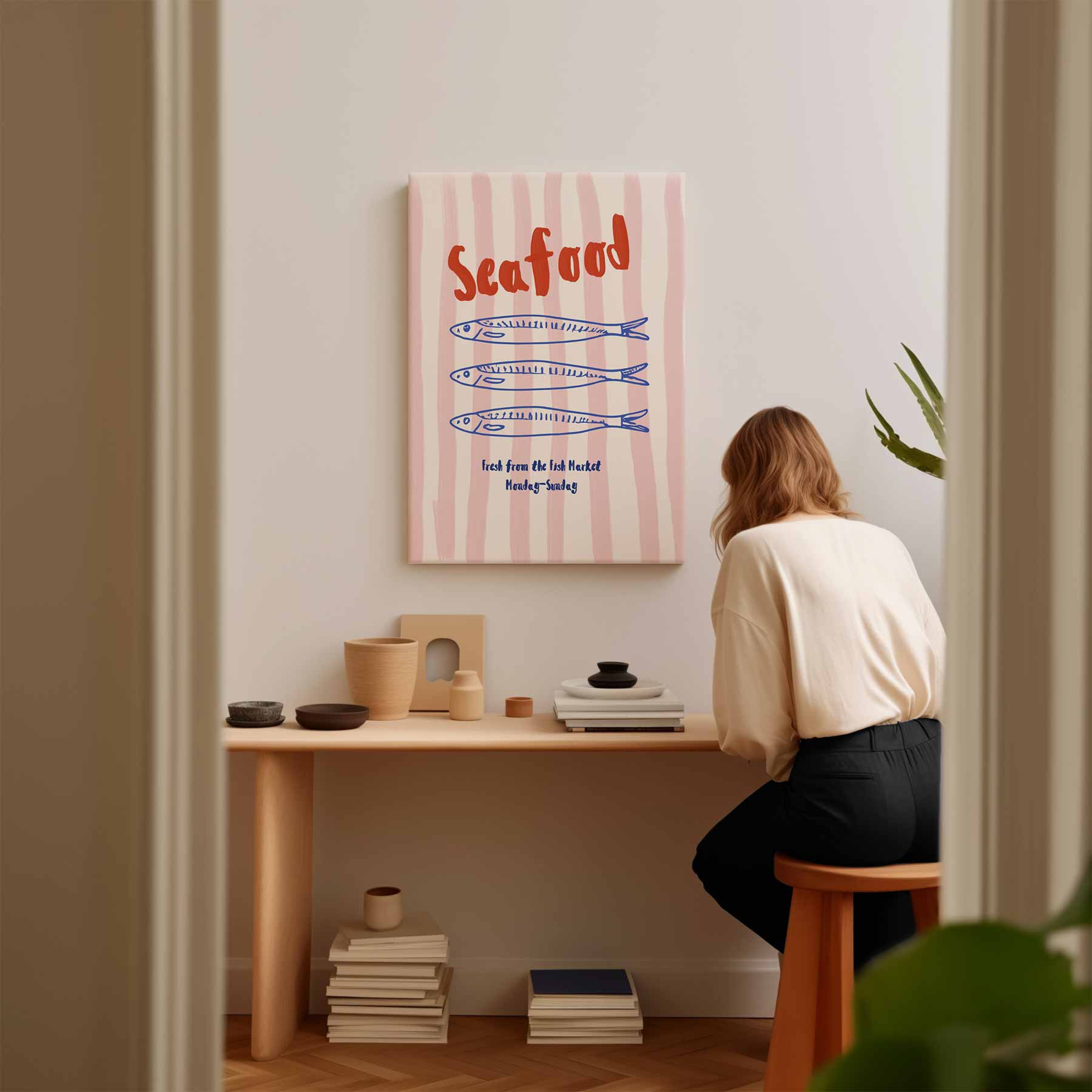 Seafood Marktplaats Poster Kunstwerk-canvas-dibond-plexiglas-wanddecoratie-WallArtistic