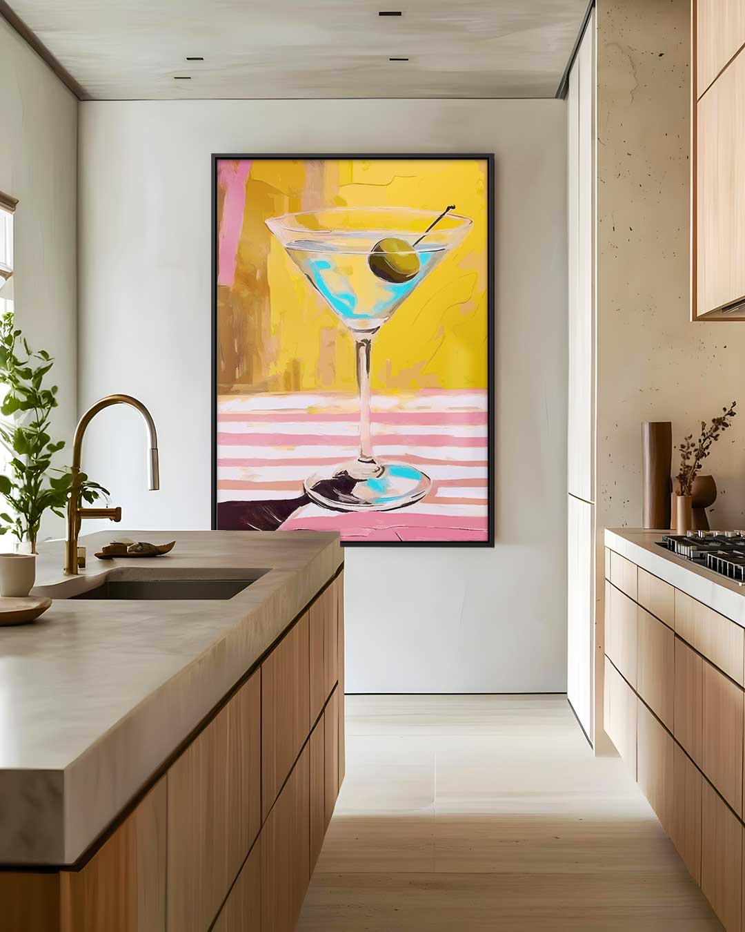 Stijlvolle Martini Illustratie Kunstwerk-canvas-dibond-plexiglas-wanddecoratie-WallArtistic