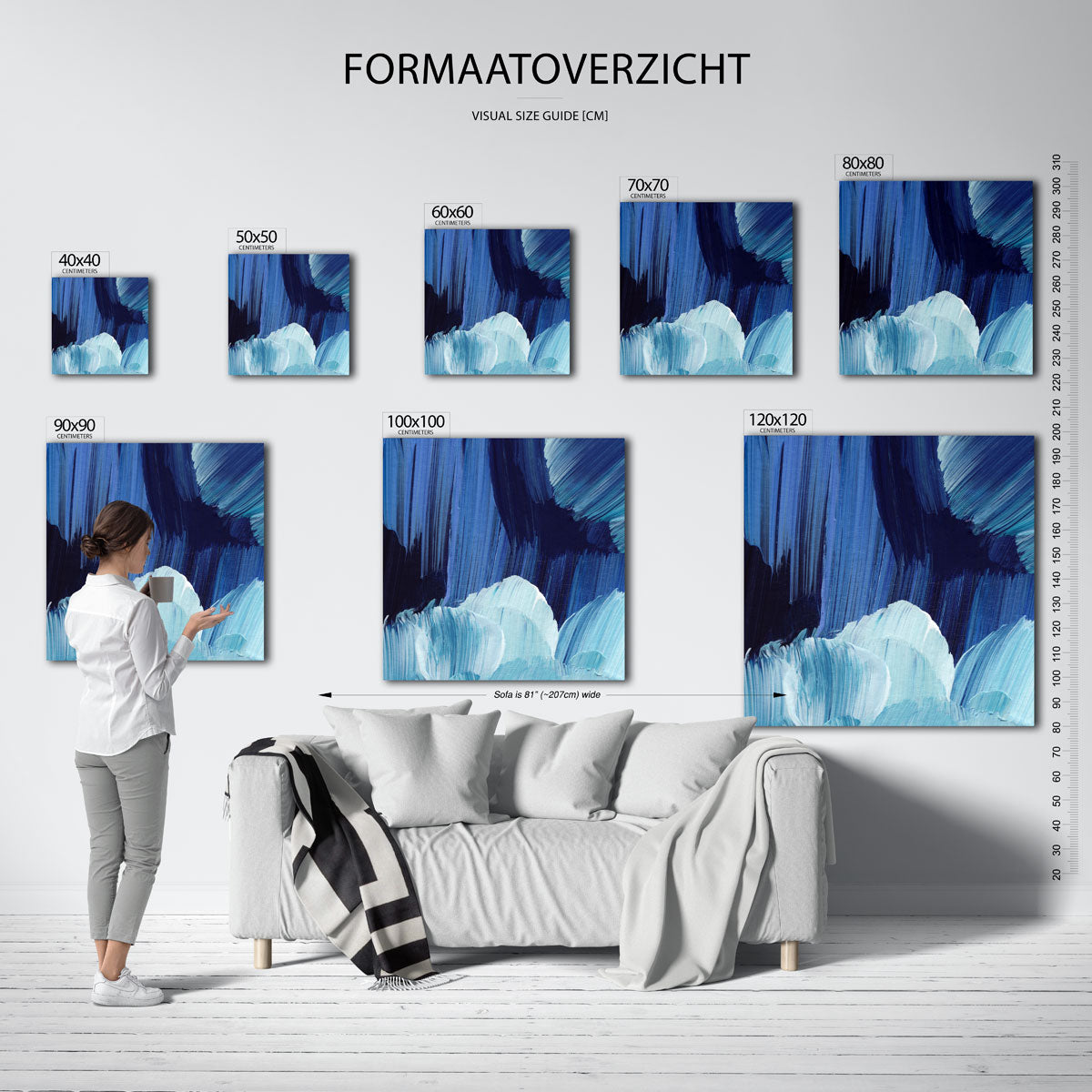 Blauwe penseelstreken Poster