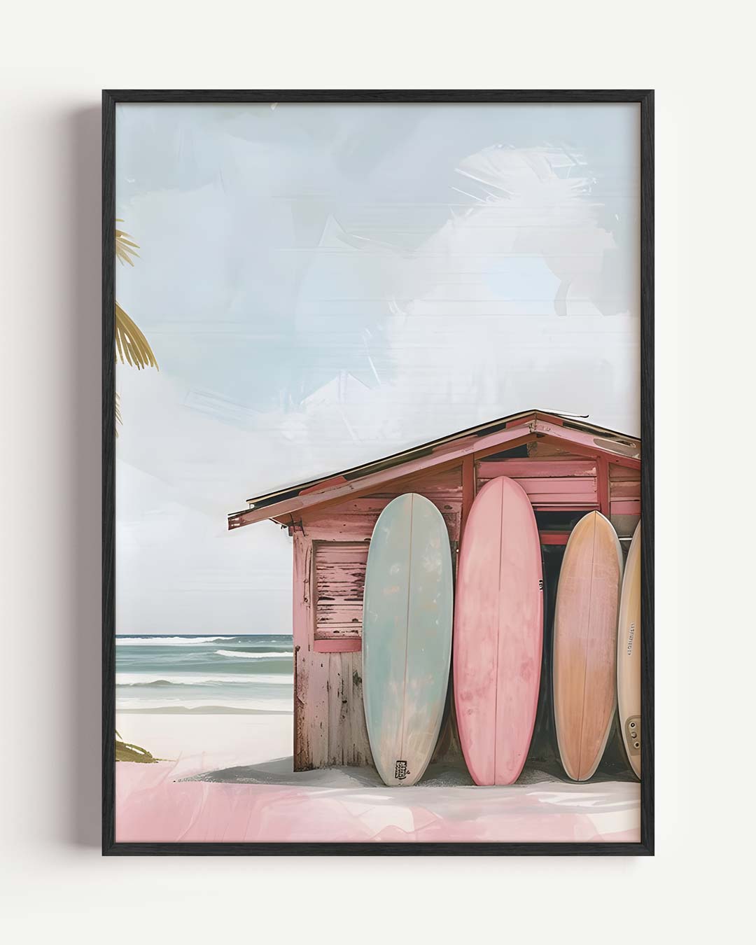 Strandhuisje met Surfboards Poster