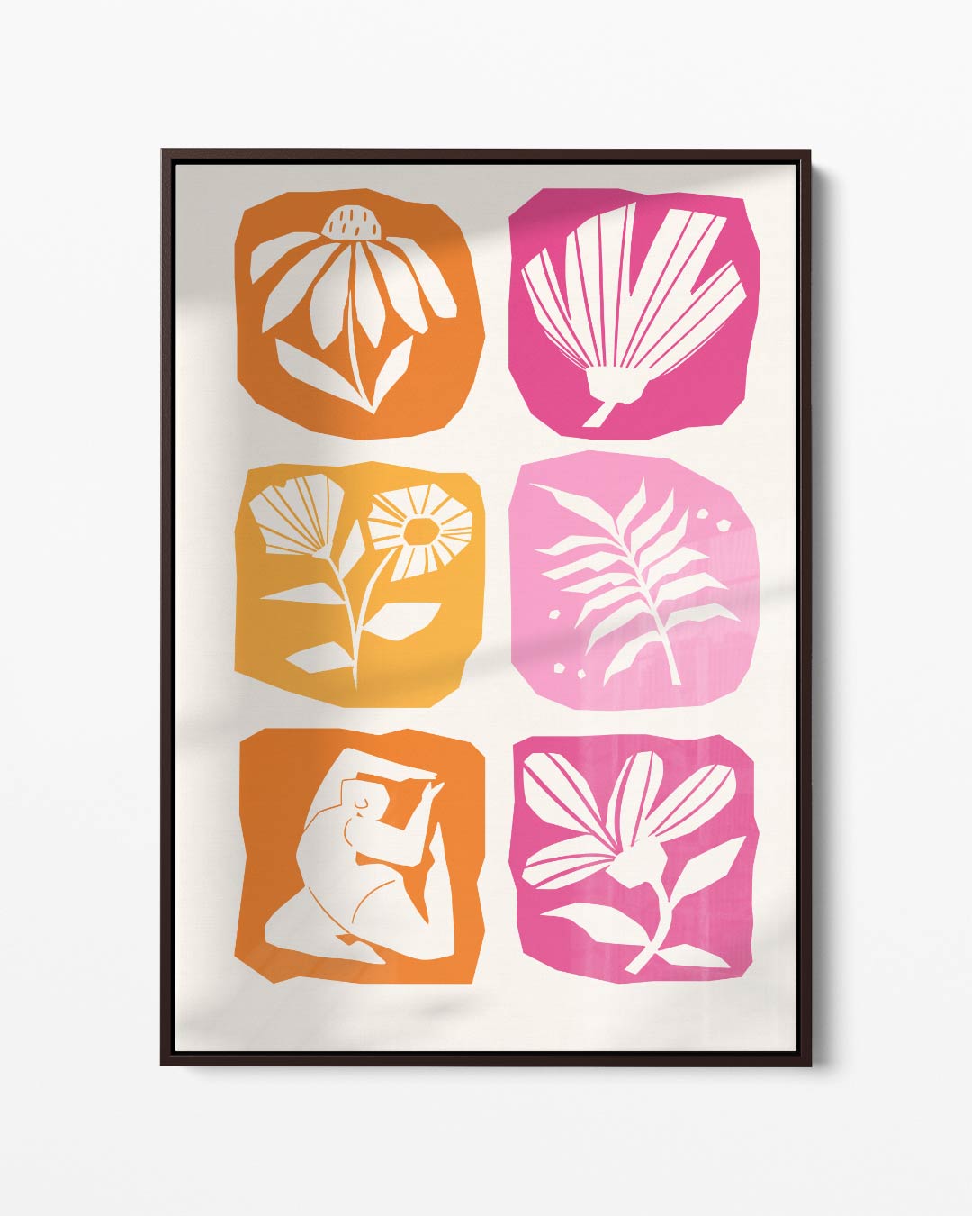 Vrolijke Bloemen en Figuren Kunstwerk-canvas-dibond-plexiglas-wanddecoratie-WallArtistic