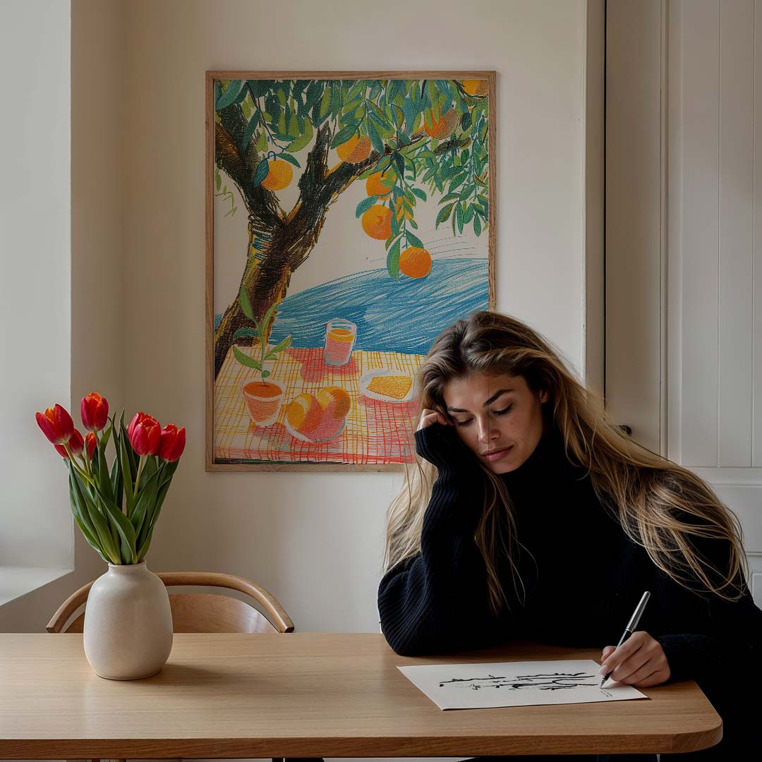 Zonnige Ochtend in de Boomgaard Poster-WallArtistic