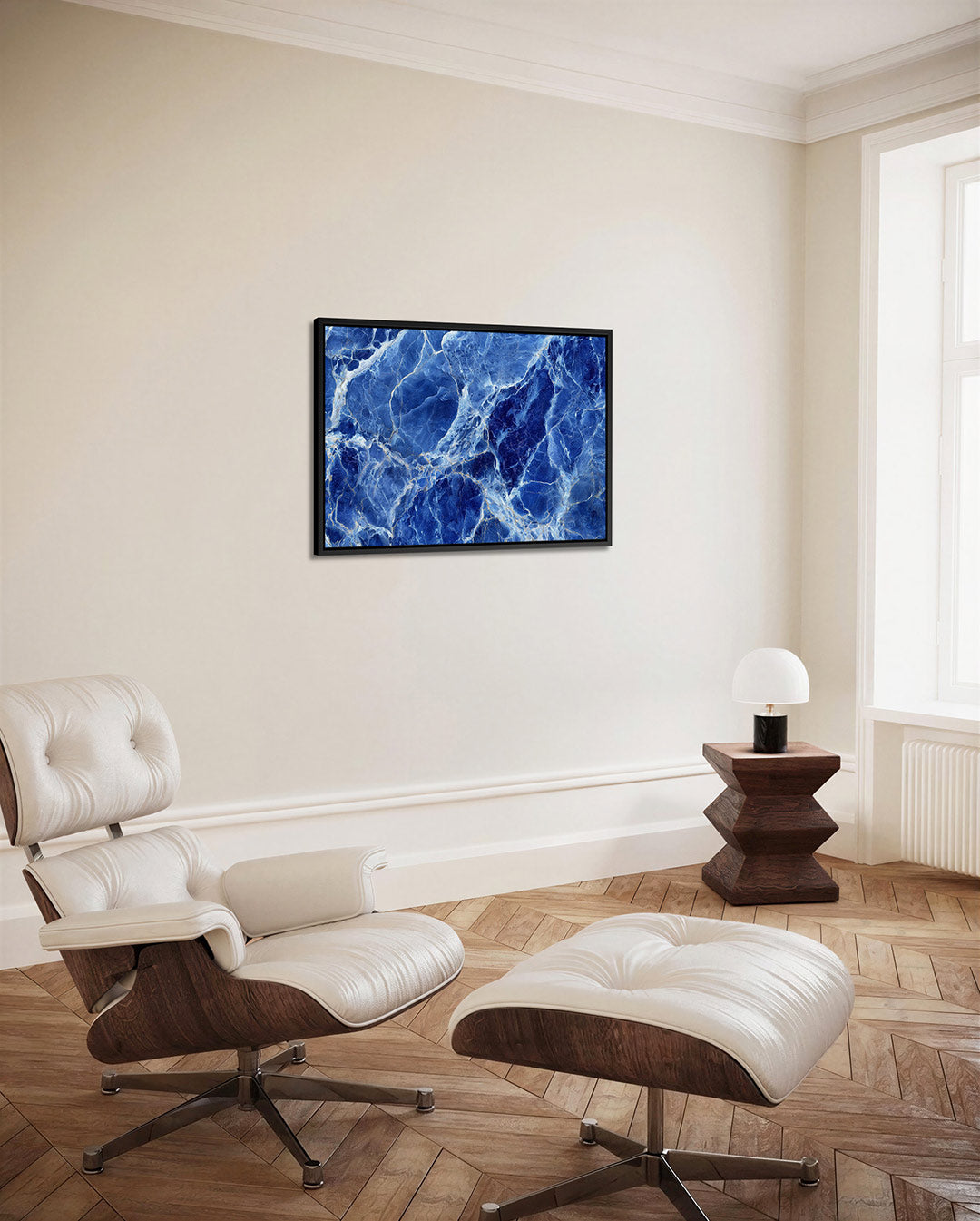 Blauwe marmerstructuur Kunstwerk