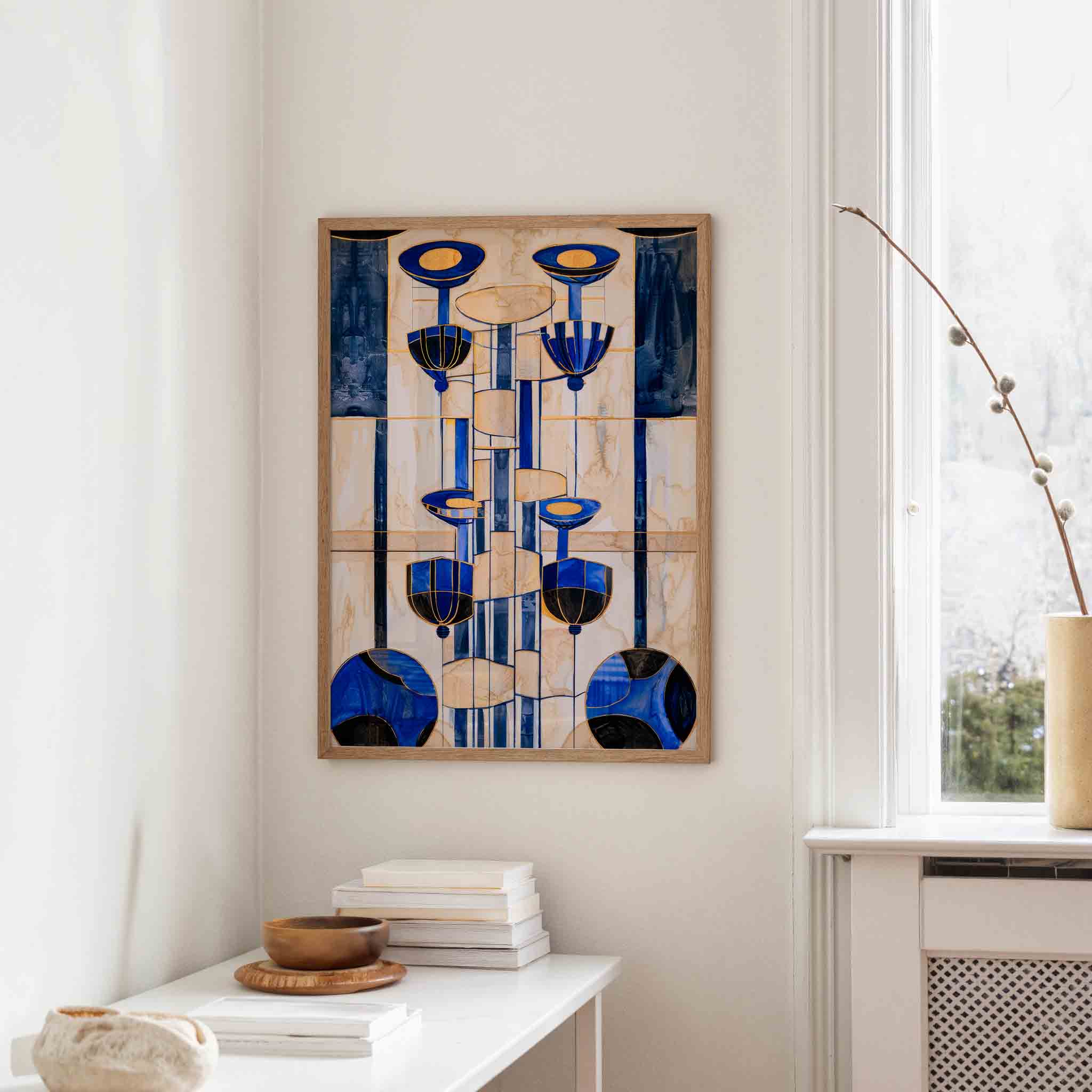 Blauwe geometrische vormen Poster