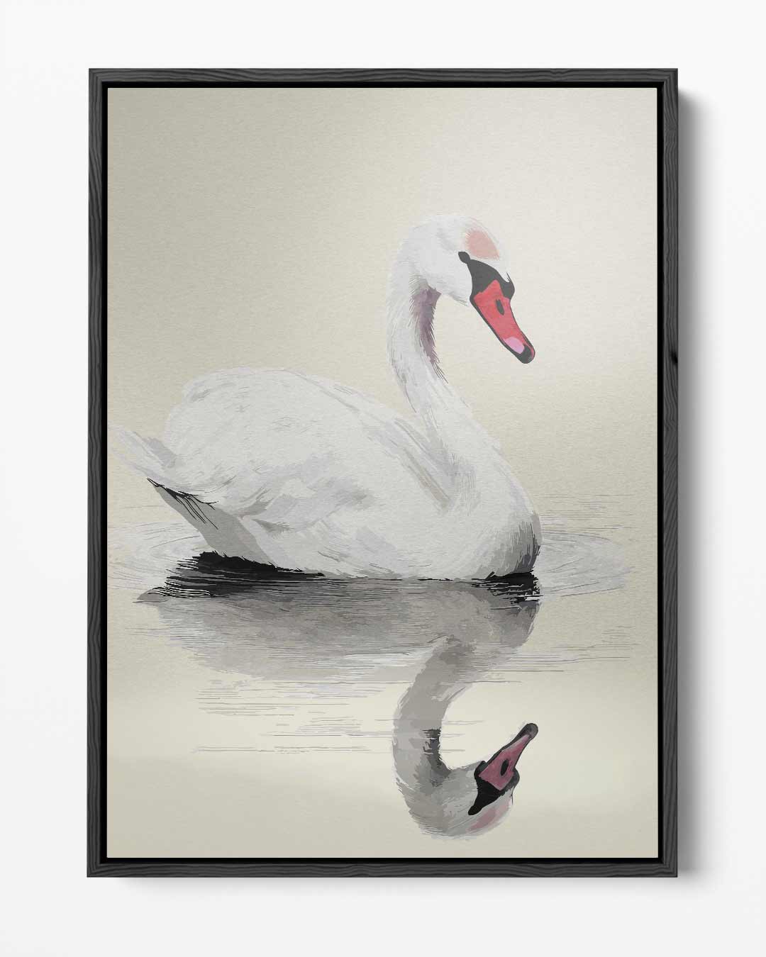Elegante Zwaan op Stille Wateren Kunstwerk-canvas-dibond-plexiglas-wanddecoratie-WallArtistic