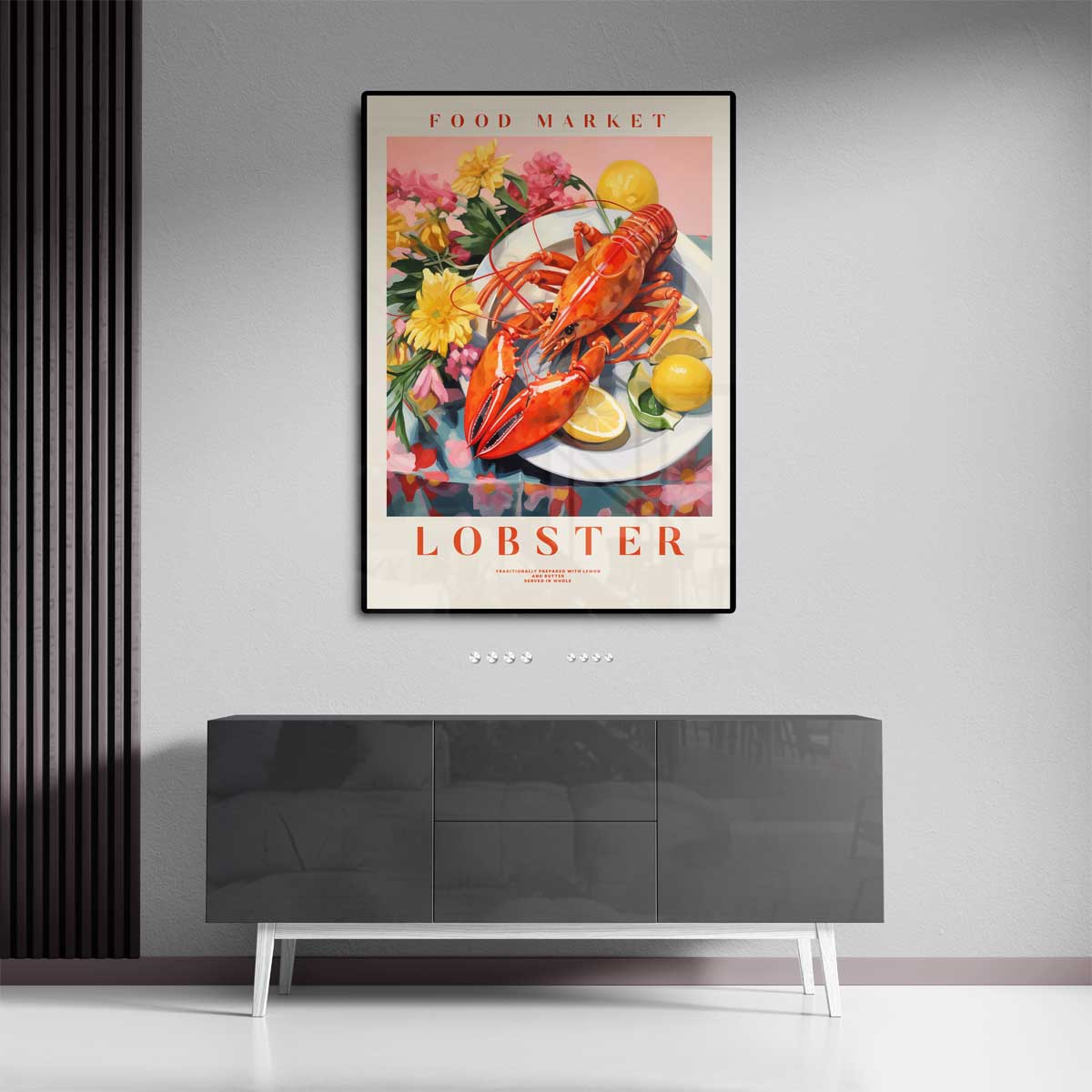Kleurrijke Kreeft Still Life Kunstwerk-canvas-dibond-plexiglas-wanddecoratie-WallArtistic