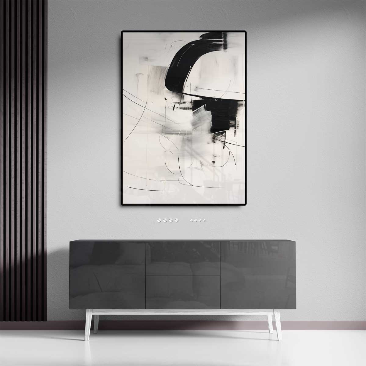 Abstracte Zwart-Wit Expressie Kunstwerk-canvas-dibond-plexiglas-wanddecoratie-WallArtistic
