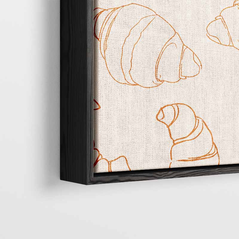 Croissant Illustratie Patroon Kunstwerk-canvas-dibond-plexiglas-wanddecoratie-WallArtistic