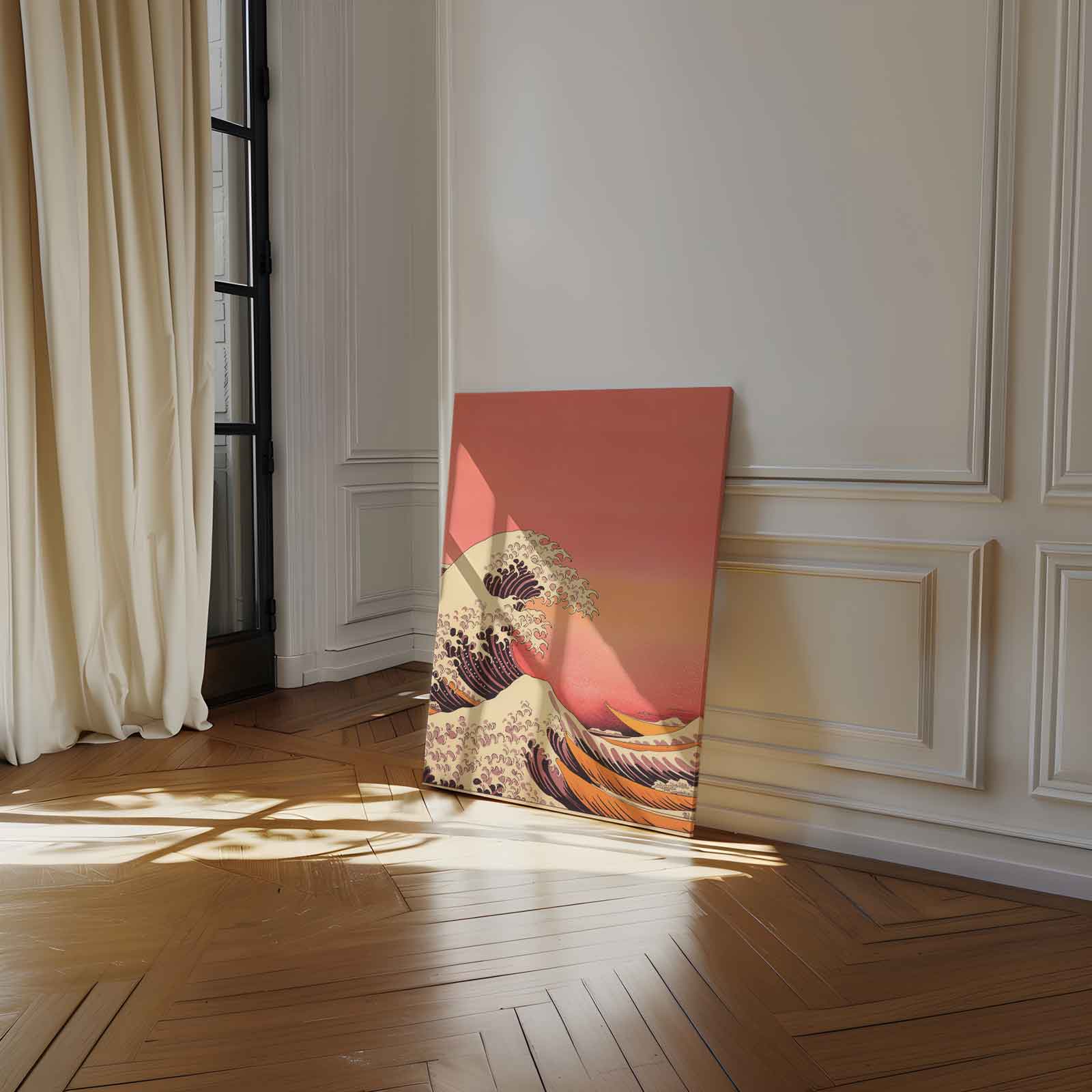 Golven in Zonsondergang Kunstwerk-canvas-dibond-plexiglas-wanddecoratie-WallArtistic