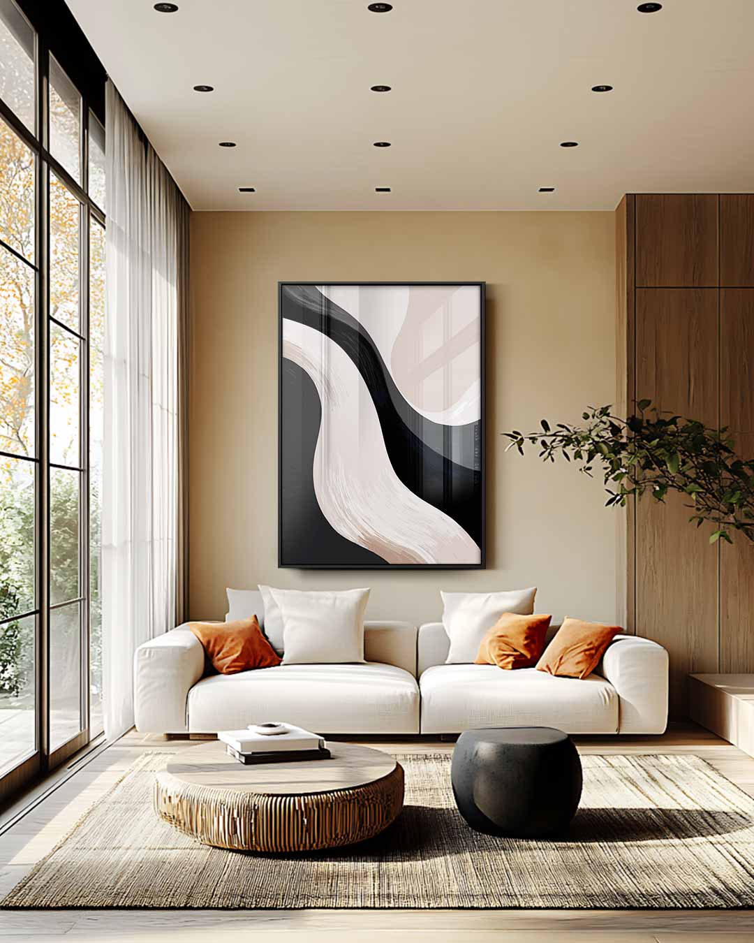 Golvende Abstracte Compositie Kunstwerk-canvas-dibond-plexiglas-wanddecoratie-WallArtistic