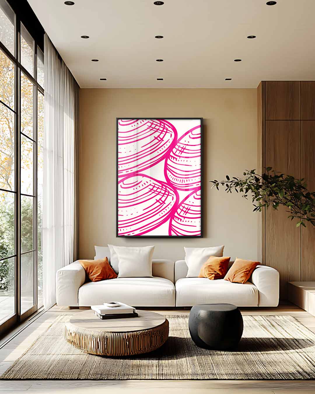Schelpvormige Patrons in Roze Kunstwerk-canvas-dibond-plexiglas-wanddecoratie-WallArtistic