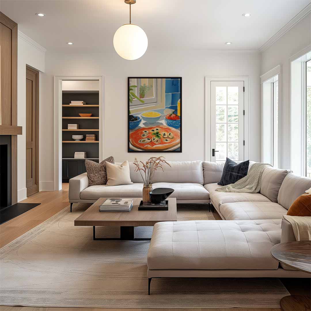 Pizza aan het Raam Kunstwerk-canvas-dibond-plexiglas-wanddecoratie-WallArtistic