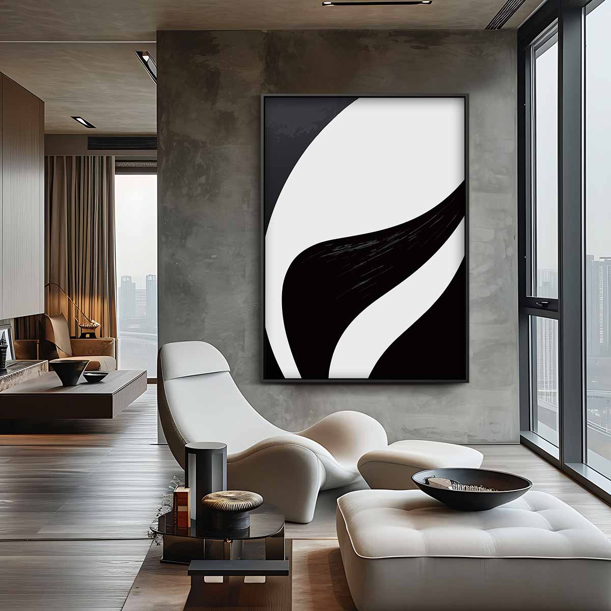 Golvende Yin-Yang Kunstwerk-canvas-dibond-plexiglas-wanddecoratie-WallArtistic