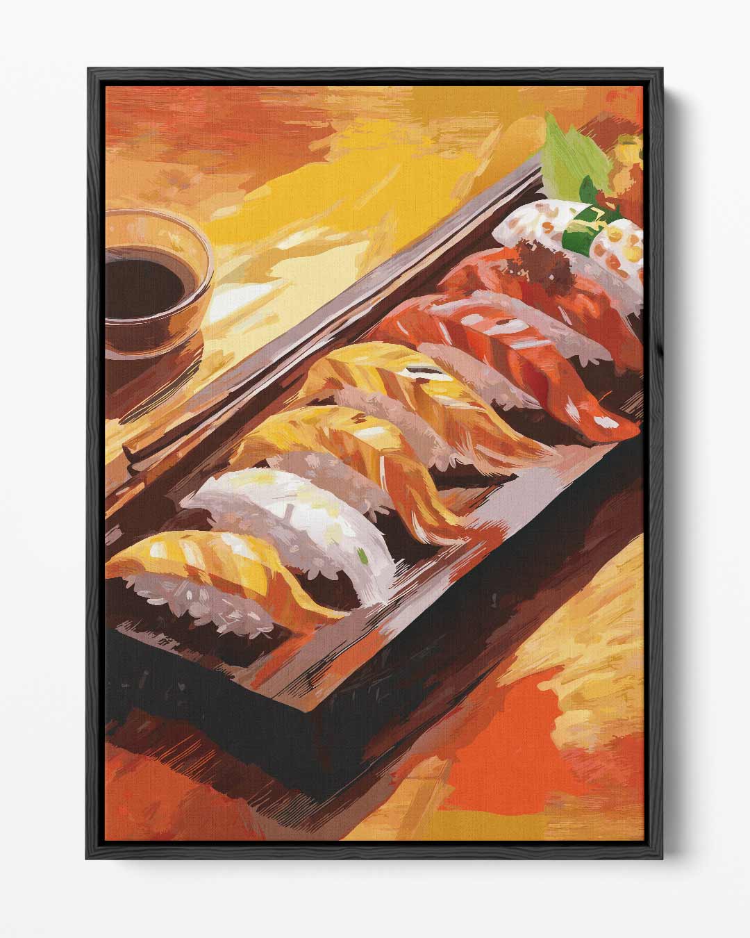 Kleurrijke Sushi Fantasie Kunstwerk-canvas-dibond-plexiglas-wanddecoratie-WallArtistic