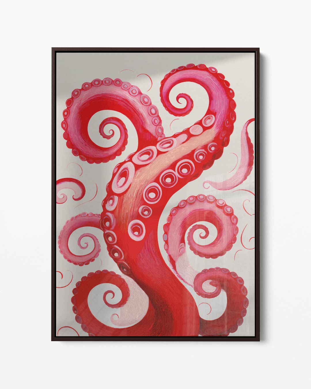 Rode Octopus Tentakel Illusie Kunstwerk-canvas-dibond-plexiglas-wanddecoratie-WallArtistic
